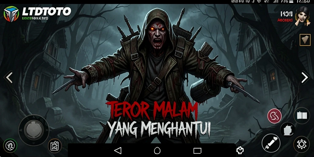 Screenshot gameplay LTDTOTO yang menunjukkan suasana kegelapan yang mencekam.