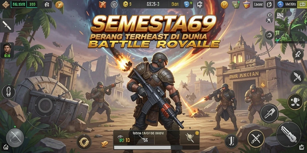 Tangkapan layar dari gameplay seru SEMESTA69 dengan pertarungan Battle Royale.
