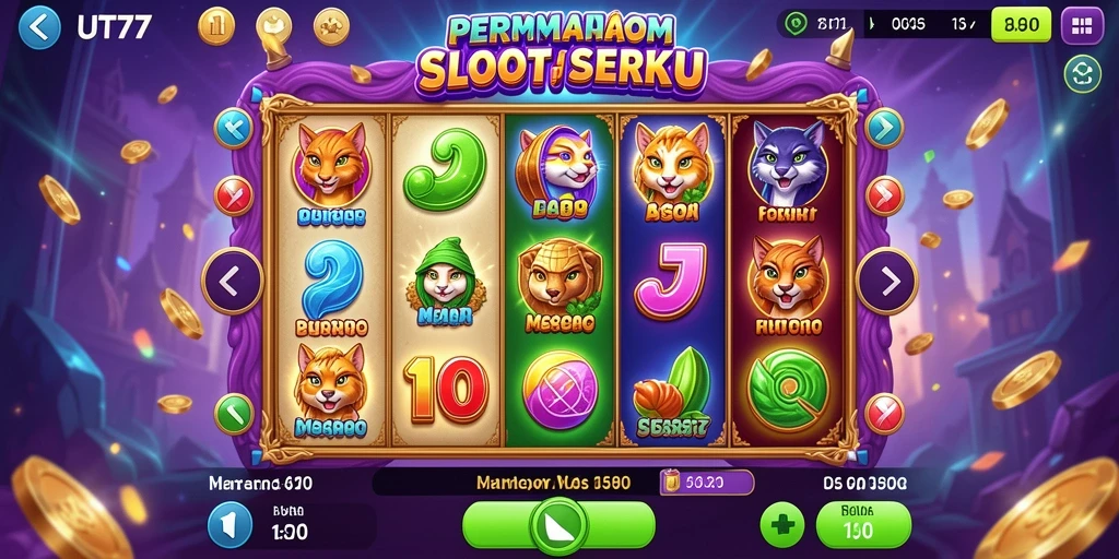 Screenshot gameplay UT77 yang menampilkan momen mendebarkan saat bermain slot.